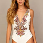 Zimmermann NWOT  TEDDY PLUNGE 1PC in IVORY PAISLEY Swimsuit Size 2 Photo 0