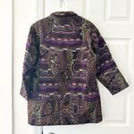 Leoniak Vintage Cotton Metallic Retro Knit Paisley Tapestry Three Button Blazer Purple Size undefined Photo 9