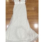 Mac Duggal  wedding Plunge Sequined White Floor Length Maxi on Queenly size 8 Photo 4