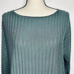 Eileen Fisher  Tencel Lyocell Sweater Top M Slate Green Ribbed Long Sleeve Photo 1