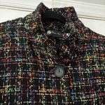 Damee Multicolor Rainbow Tweed Peplum Jacket Bell Sleeves Size Extra Large (XL) Black Photo 1