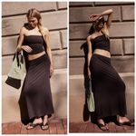 Free People NEW! Good Feels Tube Set XS X-SMALL Brown Maxi Skirt Strapless Top Photo 11