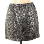 J.Crew Collection Silk Metallic Silver Navy Formal Print Mini Skirt Size 2 Photo 1