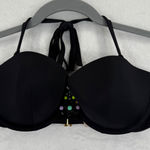 Victoria's Secret Black Embellished Halter Bikini Top - Size 34D READ Photo 0