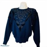 COSCOB Vintage Navy Blue Beaded Sequin Velour Sweater Size M Size M Photo 0