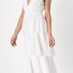 Lulus dreamy mood white Swiss dot tiered midi dress. Polyester. Size Small. Photo 1