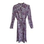 Vintage Floral High Neck Ruffle Front Dress Women’s *M Long Sleeve Boho Maxi Purple Size M Photo 1