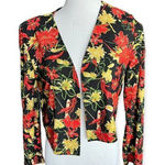 Karin Stevens Womens Vintage  Red Floral Shrug Cardigan Bolero  Sz 8 Photo 0