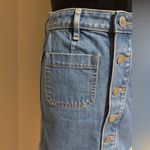 Loft EUC Medium Wash Denim Button Front Frayed Mini Skirt size 00P Photo 1