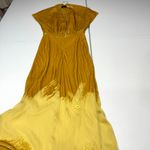 SALONI Fabienne yellow semi sheer velvet Gown size 4 Photo 8