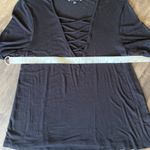 Iris Solid Black V-neck cut out lace up choker shirt Photo 1