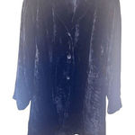 J.Jill ‎ Women's 2XL Black Crushed Velvet Embroidered Jacket Witchy Whimsigoth Photo 0