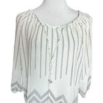 Skies Are Blue Womens  Tassel Flowy Boho Chevron Print  3/4 Sleeve Top - Sz XS Photo 0