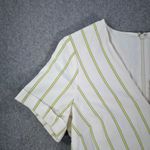 Banana Republic Tie Waist Romper Women's 8 Tall Neon Stripe Short Sleeve V-Neck Photo 2