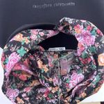 ZARA  Women's Floral Cropped Double Hoodie Sweatshirt Black Size M Photo 3