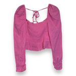 Free People  Chloe Gauzy Top Size M Pink Square Neck Long Sleeve New Photo 1