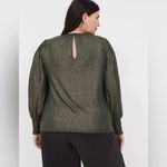Lane Bryant Women’s Plus Metallic Green Smocked Cuff LS Top Blouse NWT 18/20 Photo 10