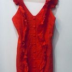 Karlie orange red  boutique dress button ruffle button front size Large Photo 0