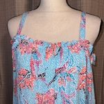 Crown & Ivy  women's medium cold shoulder top wide strap blue beachy themed top Photo 1
