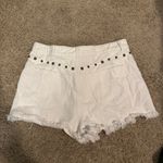 Le lis  White Jean Shorts with Distressed Hem and Studded Design Photo 1