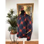 kim rogers Women Size L Quilted Puffer Jacket plaid Full Zipper Front Crew Neck Photo 3