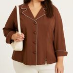 Dress Barn Vintage Women's Brown Notched Lapel Cropped Sleeve Button Blazer Jacke Photo 0
