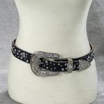 Nocona Belt Co Western Fashion Belt Womens S Black Rhinestones Crystal Buckle Photo 0