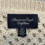 American Eagle Open Knit Crochet Off White Gold Textured Crew Sweater Women Sz M Photo 3