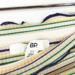 BP  Plus Size 3X Crop Top Elastic Ruffle‎ Trim Striped Purple Green Tan 1504 Photo 4