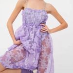 For Love & Lemons  Villega Midi Dress Lace Purple Floral Bodysuit Dress NWT Photo 0