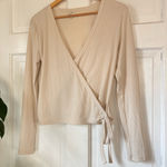 Cross front tie long sleeve shirt Tan Size M Photo 0