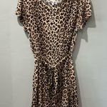 Rebecca Taylor Leopard Print Short Sleeve Dress 100% Linen Size Large Photo 3