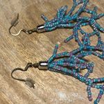 Blue & Purple Beaded Coral Fringe Dangle Earrings Photo 5