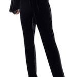 Vince  Pants Women Large Black Velvet Straight Leg Split Hem Ankle Holiday Preppy Photo 0