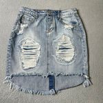 Vanilla Star Jeans Denim Skirt Womens Juniors 9/10 Blue‎ Distressed High-Low Vanilla Star Jean Photo 0