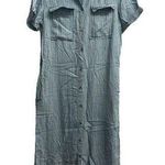 Velvet Heart Blue White Striped Button Up Pocketed Dress Small Photo 0