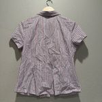 Faconnable Short Sleeve Striped Button Up Shirt White Pink Blue Cotton Medium Photo 1