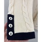 Talbots Chunky Cable Knit Ivory Nautical Sweater 1X Plus Anchor Buttons New Photo 3