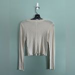 Abercrombie & Fitch 2012 Y2K  Cream Ribbed Cropped Top Lettuce Hem Sz XS Photo 5