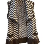 Chico's Women's Chevron Sweater Vest Size 0 Taupe White Sleeveless Photo 0
