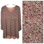 Miami  Ladies Pink Pastel Floral Flowy Short V Neck Fit & Flare Dress SZ Small Photo 1