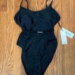 Calvin Klein Over-The-Shoulder Wrap Around One-Piece Black Size 4 NWT Photo 2