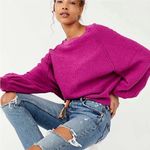 Free People NEW Sweater Found My Friend Boucle Pullover in Wild Aster Womens XS Photo 0