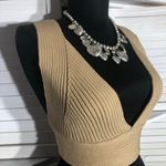 Nasty Gal Go For Knit Ribbed Bralette Halter Plunge V-neckline Oatmeal Beige L Photo 8