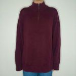 L.L.Bean vintage burgundy quarter zip knit sweater Photo 2