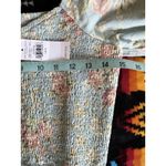 American Eagle  Green/Cream Floral Smocked Short Puff Sl‎ Top Size S NWT Linen Photo 4