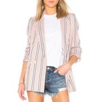 Free People  Uptown Girl Oversized Blazer in Pink Stripes 100% Cotton, Small‎ Photo 1
