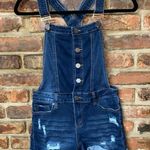 EnJean Dark Wash Blue Denim Distressed Shortalls Women's Size Small Photo 3