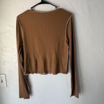Gaze Shirt Womens Large Brown Long Sleeve Lettuce‎ Hem Ribbed Top Forest Fairy Photo 6