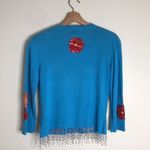 Just Be Just B glitzy sequin pineapple and flower button up cardigan sweater size medium Photo 7